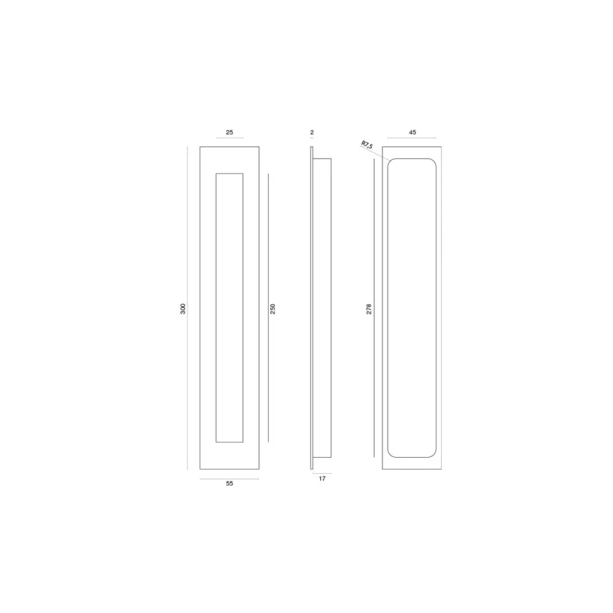 HI - Cazoleta rectangular para encastrar y tornillos ocultos
