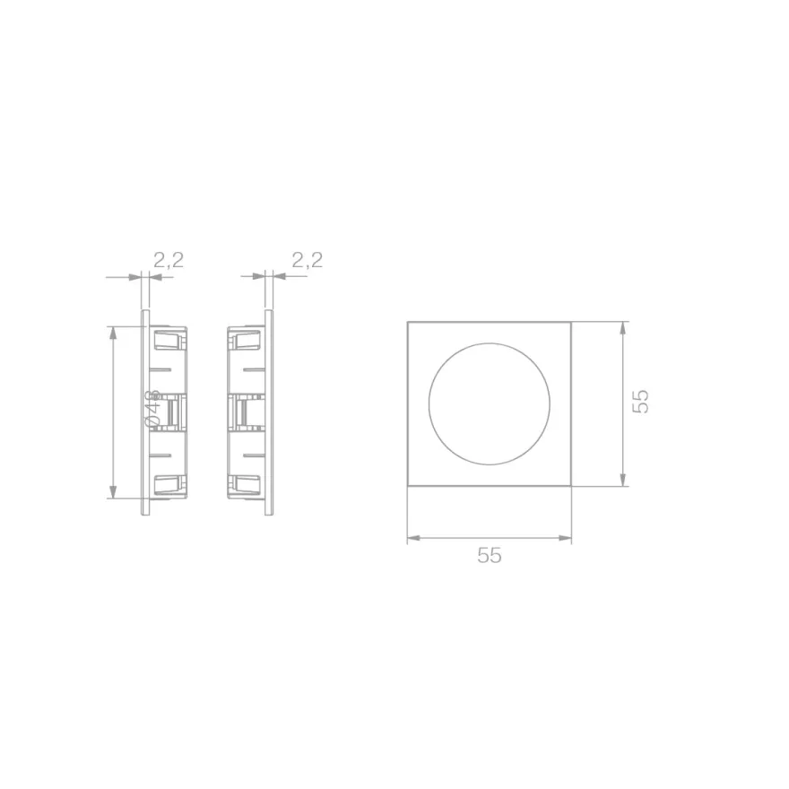 HOOKY ZERO Cuadrado - Kit de Cazoleta + Dedal para puertas correderas