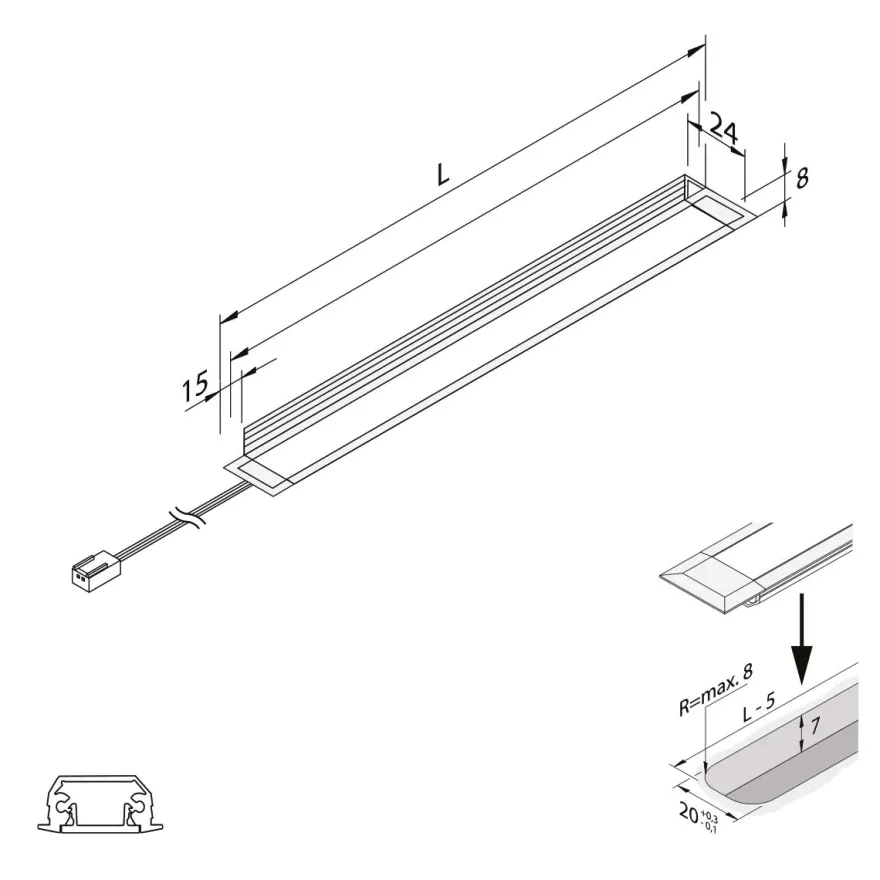 IN STICK - Regleta Led para embutir a 24V