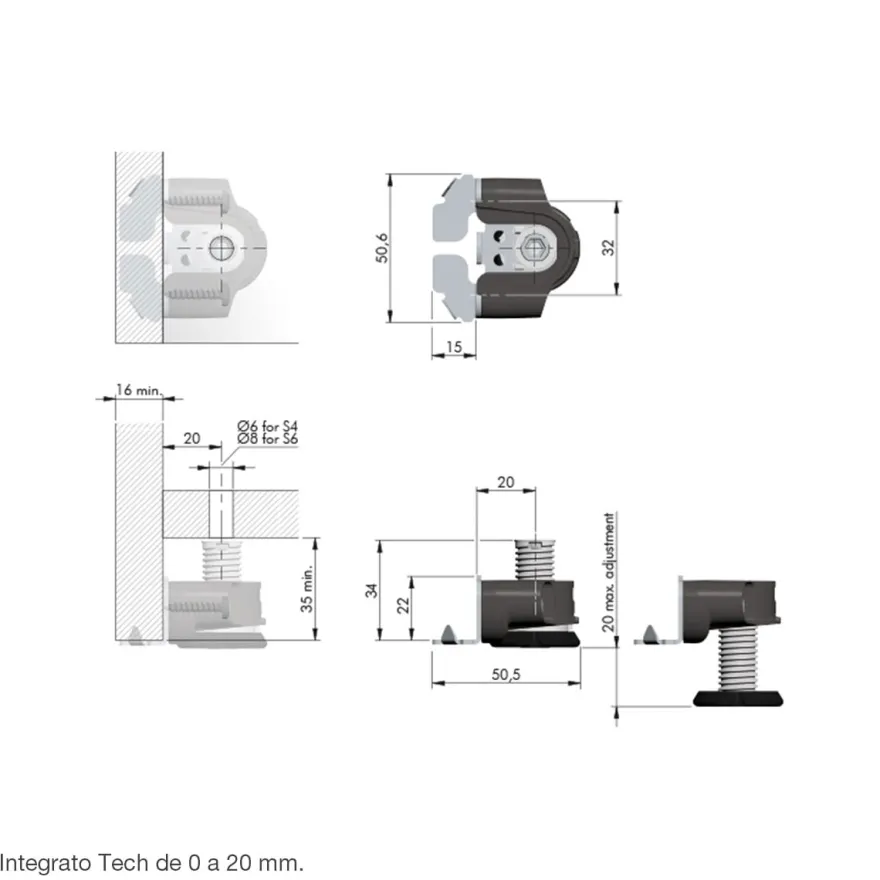 INTEGRATO TECH - Nivelador regulable para bases de muebles