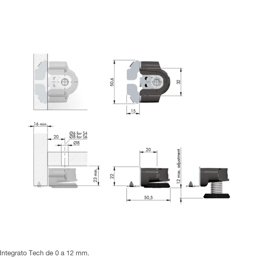 INTEGRATO TECH - Nivelador regulable para bases de muebles