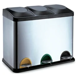 JERKO - Cubo de basura para la cocina con pedal de 2 y 3 compartimentos