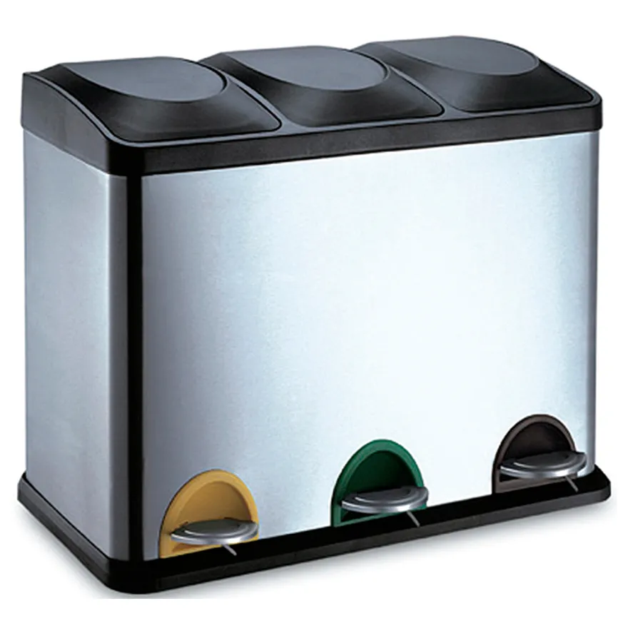 JERKO - Cubo de basura para la cocina con pedal de 2 y 3 compartimentos