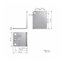 Juego de escuadras para fijar guías a la base del mueble