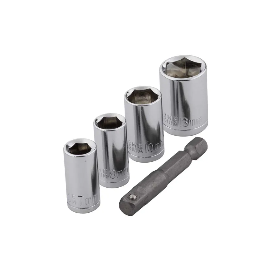Juego de llaves de vaso hexagonales con adaptador