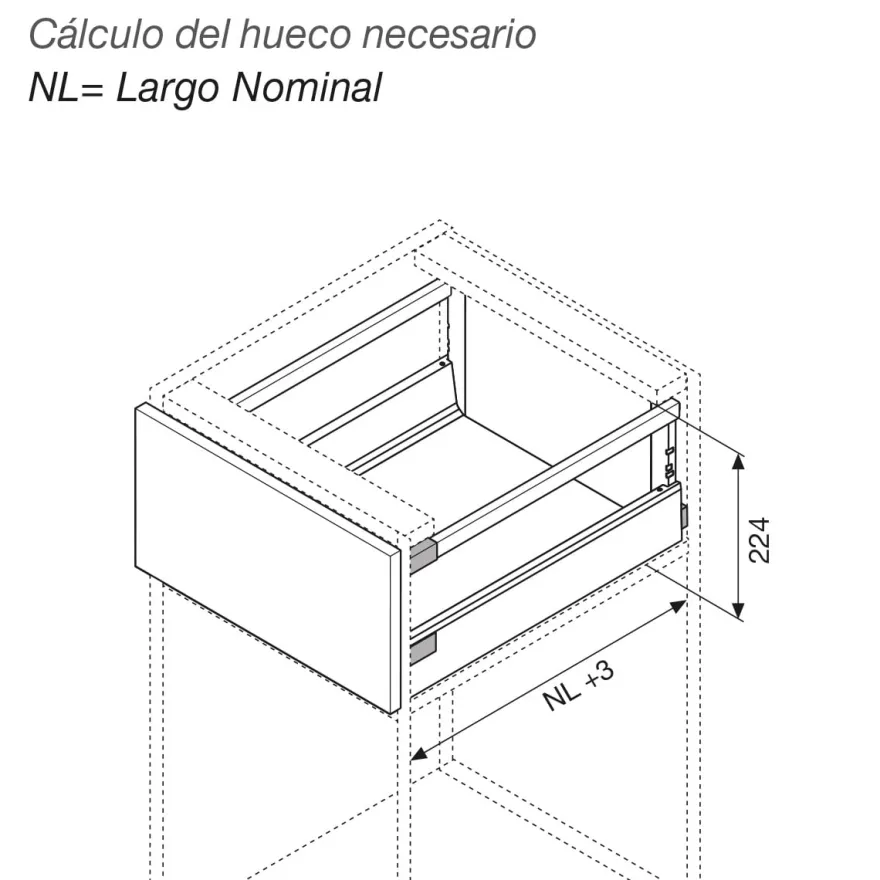 Kit completo cajón cacerolero BLUM Tandembox Antaro con cierre decelerante BLUMOTION - Perfil M=83,6 mm. Trasera D - Máx. 30/50/65 Kg.