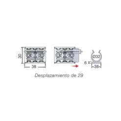 KIT - Grapa de zócalo con desplazamiento lateral para pata redonda