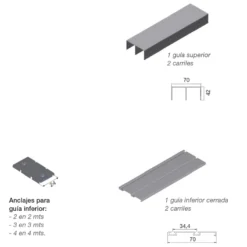 Kit guías superior e inferior de 2 carriles para perfiles ATLANTICO