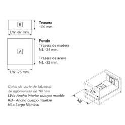 Kit para cacerolero interior BLUM Tandembox Antaro BLUMOTION - Perfil M=83,6 mm. Trasera D. 30/50/65Kg.