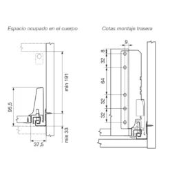 Kit para cacerolero interior BLUM Tandembox Antaro BLUMOTION - Perfil M=83,6 mm. Trasera D. 30/50/65Kg.