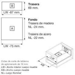 Kit para cajón BLUM Tandembox Antaro con cierre decelerante BLUMOTION - Perfil N=68,5 mm. - Hasta 30 Kg.