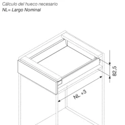 Kit para cajón BLUM Tandembox Antaro con cierre decelerante BLUMOTION - Perfil N=68,5 mm. - Hasta 30 Kg.