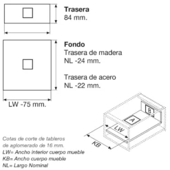 Kit para cajón BLUM Tandembox Antaro con cierre decelerante BLUMOTION - Perfil M=83,6 mm. 30/65Kg.