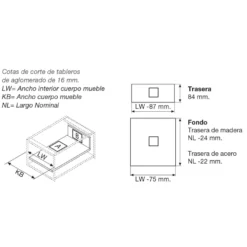 Kit para cajón interior BLUM Tandembox Antaro con cierre decelerante BLUMOTION - Perfil M=83,6 mm. 30/65Kg.