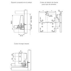 Kit para cajón interior BLUM Tandembox Antaro con cierre decelerante BLUMOTION - Perfil M=83,6 mm. 30/65Kg.