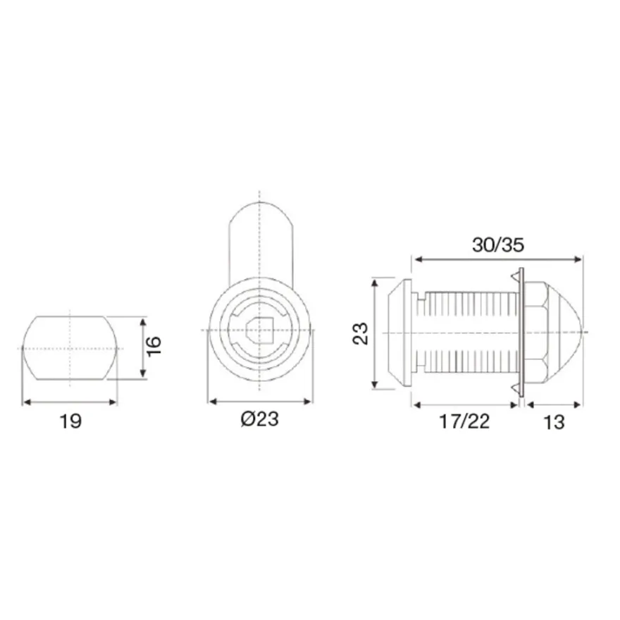KOMBI METAL - Cerradura tubular de rosca (Sin bombillo)