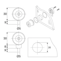 KOMBI PIVOT - Cerradura sin bombillo para puerta de cristal