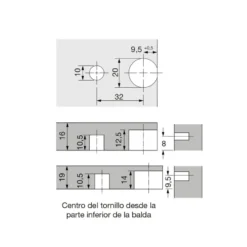KONFIX VB36 - Portaestantes con collarín y excéntrica