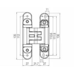 KUBICA HYBRID K-2760 con 5 pivotes regulable para puertas de paso enrasadas de 60 Kg. Apertura 180º