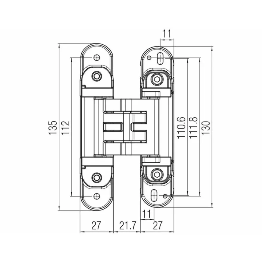 KUBICA HYBRID K-2760 con 5 pivotes regulable para puertas de paso enrasadas de 60 Kg. Apertura 180º
