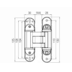 KUBICA HYBRID K-6380/38 con 5 pivotes regulable para puertas de paso enrasadas de 80 Kg. Apertura 1