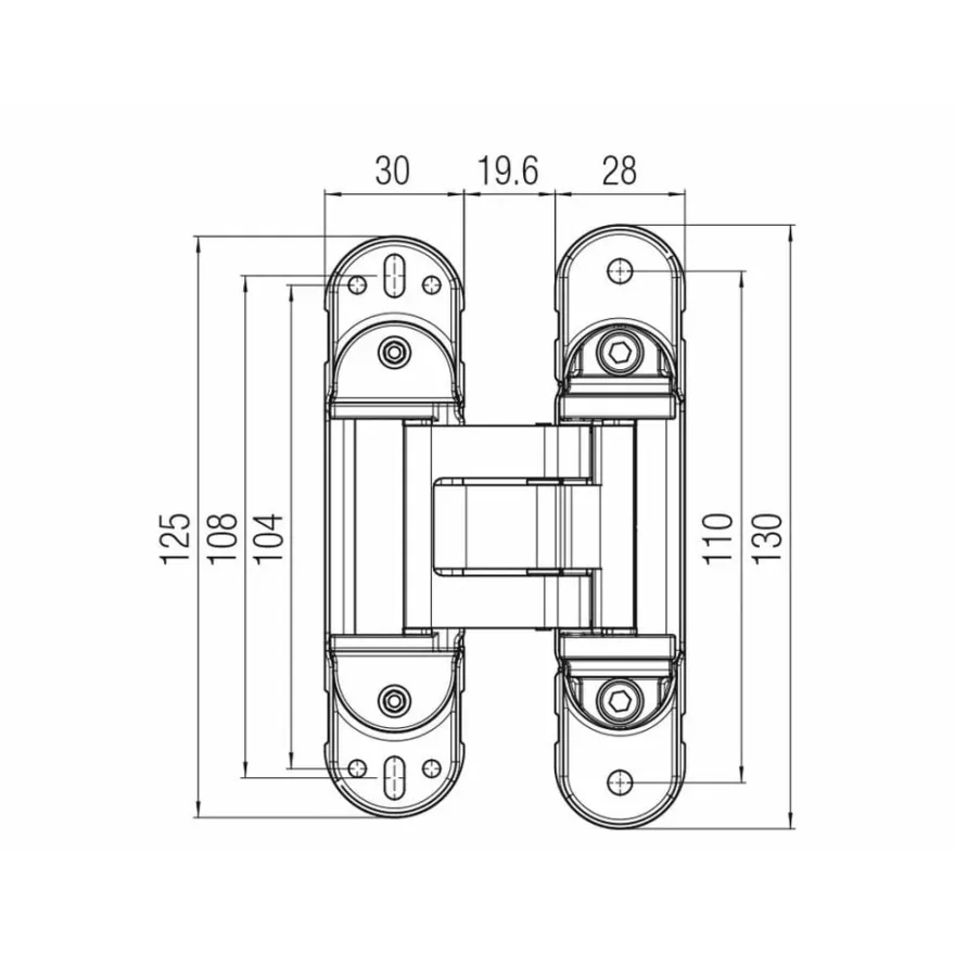 KUBICA HYBRID K-6380/38 con 5 pivotes regulable para puertas de paso enrasadas de 80 Kg. Apertura 1