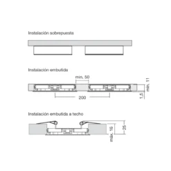 LED FR 68 / FQ 68 - Foco para mueble Luz homogénea Sobreponer o Empotrar a 24V