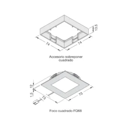 LED FR 68 / FQ 68 - Foco para mueble Luz homogénea Sobreponer o Empotrar a 24V