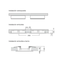 LED R 68 / Q 68 - Foco para mueble redondo o cuadrado Sobreponer o empotrar a 24V
