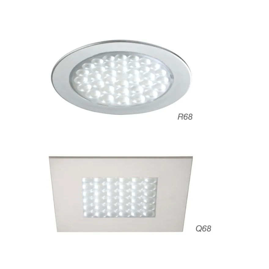 LED R 68 / Q 68 - Foco para mueble redondo o cuadrado Sobreponer o empotrar a 24V