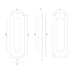 LETA - Cazoleta rectangular para encastrar con tornillos vistos