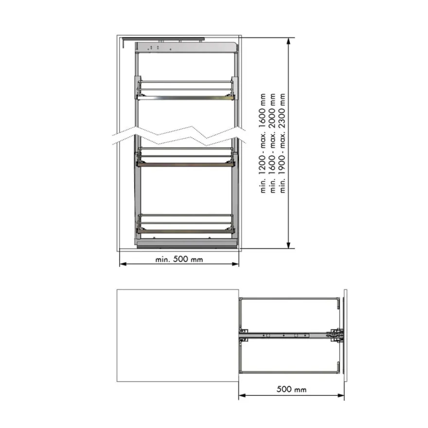 LINEA COMPACT Antracita - Kit columna despensero extraíble para frentes