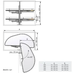 Linea COMPACT - Bandeja rinconera deslizante de base Blanca