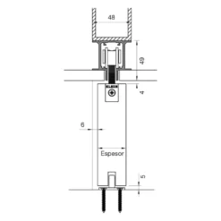 LITE T 100 - Perfil oculto minimalista para instalación empotrada a falso techo para hojas hasta 100 Kg.