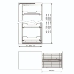 Línea BÁSICA - Columna despensero frontal de bastidor extraíble de alambre