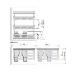 Línea CHIC - Bastidor para zapatero con guías laterales de extracción total