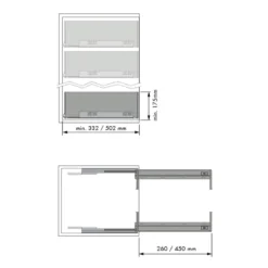 Línea CHIC - Jgo. de laterales con guía de extracción total para bandeja h=175 mm