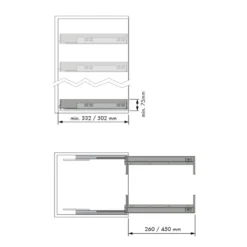 Línea CHIC - Jgo. de laterales con guía de extracción total para bandeja h=75 mm