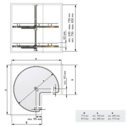 Línea COMPACT Antracita – Bandeja rinconera giratoria de eje central
