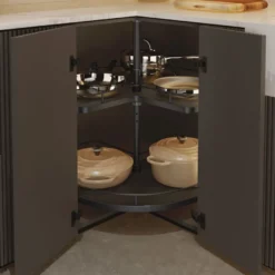 Línea COMPACT Antracita – Bandeja rinconera giratoria de eje central