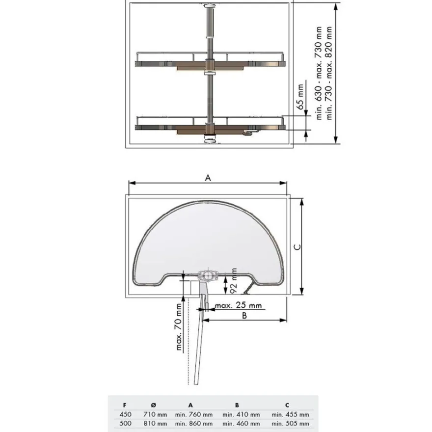 Línea COMPACT Antracita – Bandeja semicircular rinconera extraíble giratoria