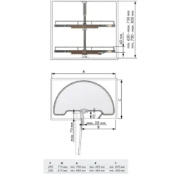 Línea COMPACT Antracita – Bandeja semicircular rinconera extraíble giratoria