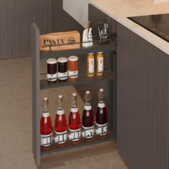 Línea COMPACT Antracita - Botellero extraíble de guías laterales para frente con tres bandejas