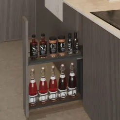 Línea COMPACT Antracita - Botellero extraíble de guías laterales para frentes con 2 bandejas