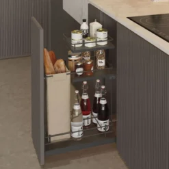 Línea COMPACT Antracita - Botellero panero extraíble con doble bandeja superior
