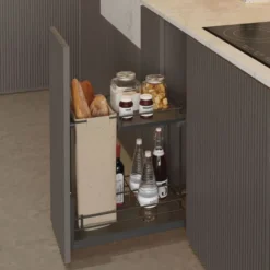 Línea COMPACT Antracita - Botellero panero extraíble con bandeja superior