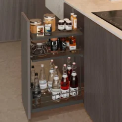 Línea COMPACT Antracita - Botellero extraíble con doble bandeja superior