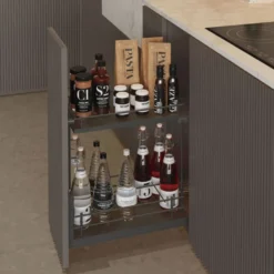 Línea COMPACT Antracita - Botellero extraíble con bandeja superior para frentes
