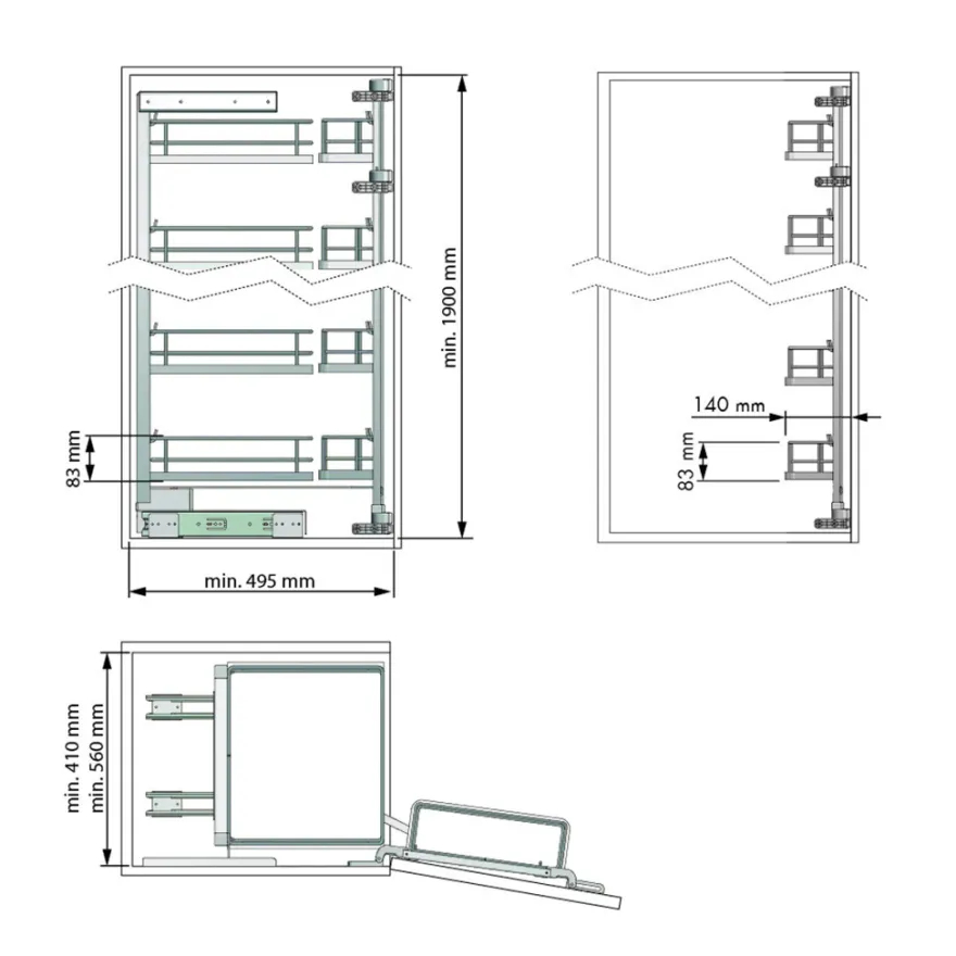 Línea COMPACT Antracita – Columna despensero doble