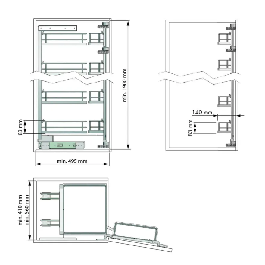 Línea COMPACT Antracita – Columna despensero doble